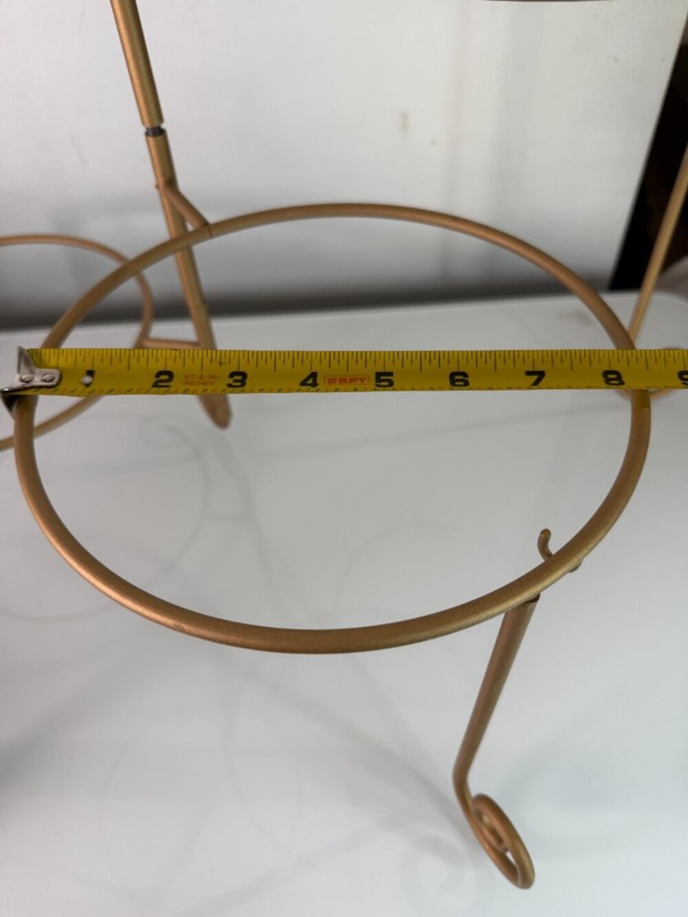 Vintage MCM Moveable Gold Metal 4 Stack Tier Plate Serving Stand Plant Holder - Picture 8 of 9